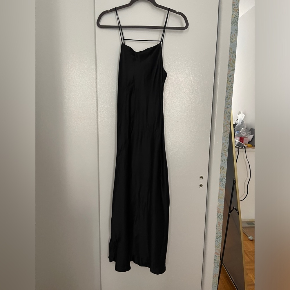Zara satin slip black dress brand new with tags